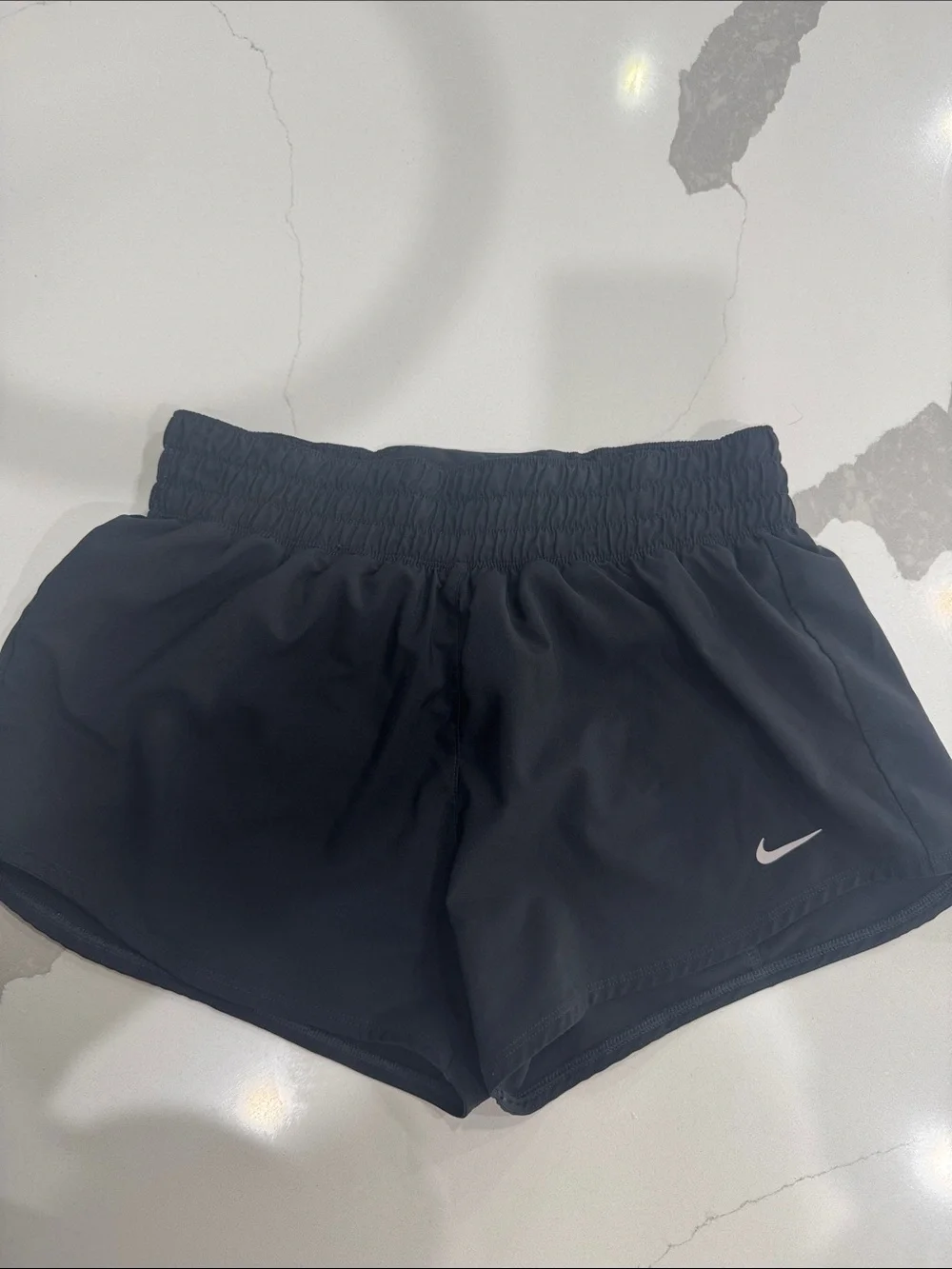 Nike Women's Black Athletic Shorts with White Swoosh